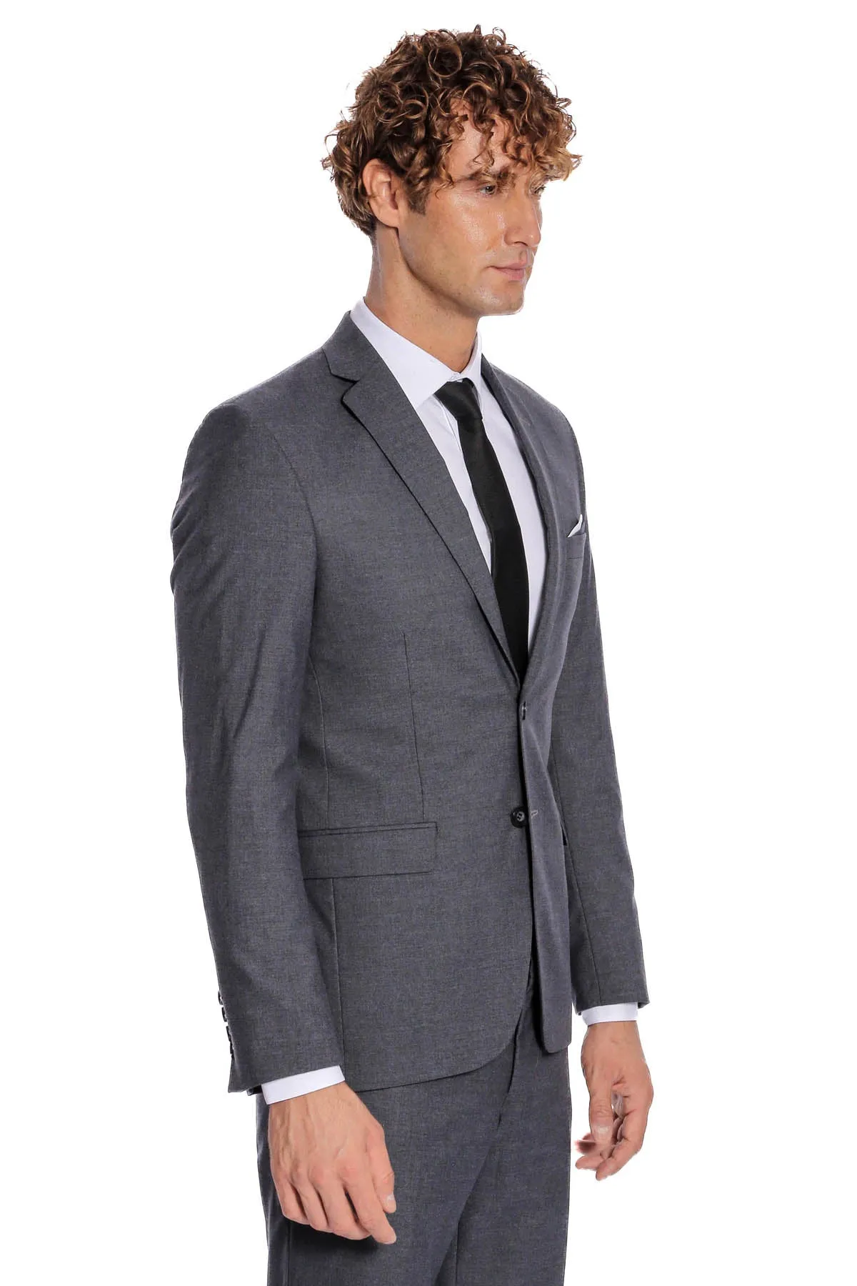 2 Buttons 2 Piece Grey Men Suit - Wessi