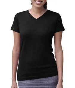 3507 LA T Ladies V-Neck Longer Length T-Shirt Black