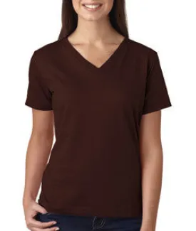 3587 LA T Ladies' V-Neck T-Shirt Brown