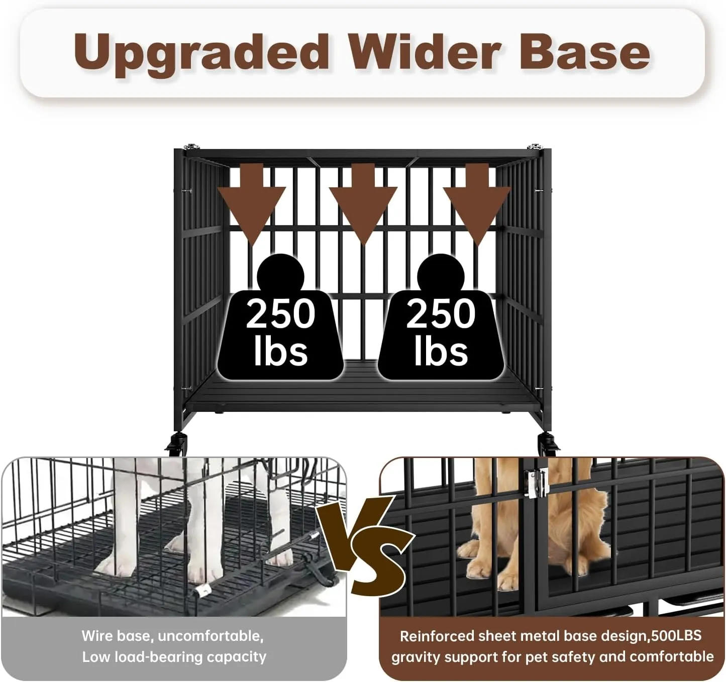 38 Inch Heavy Duty Dog Crate with WheelsIndestructible Escape-Proof Dog Cage for Large Dogs, Extra Large XL XXL Indestructible Dog Crate with Removable Tray.