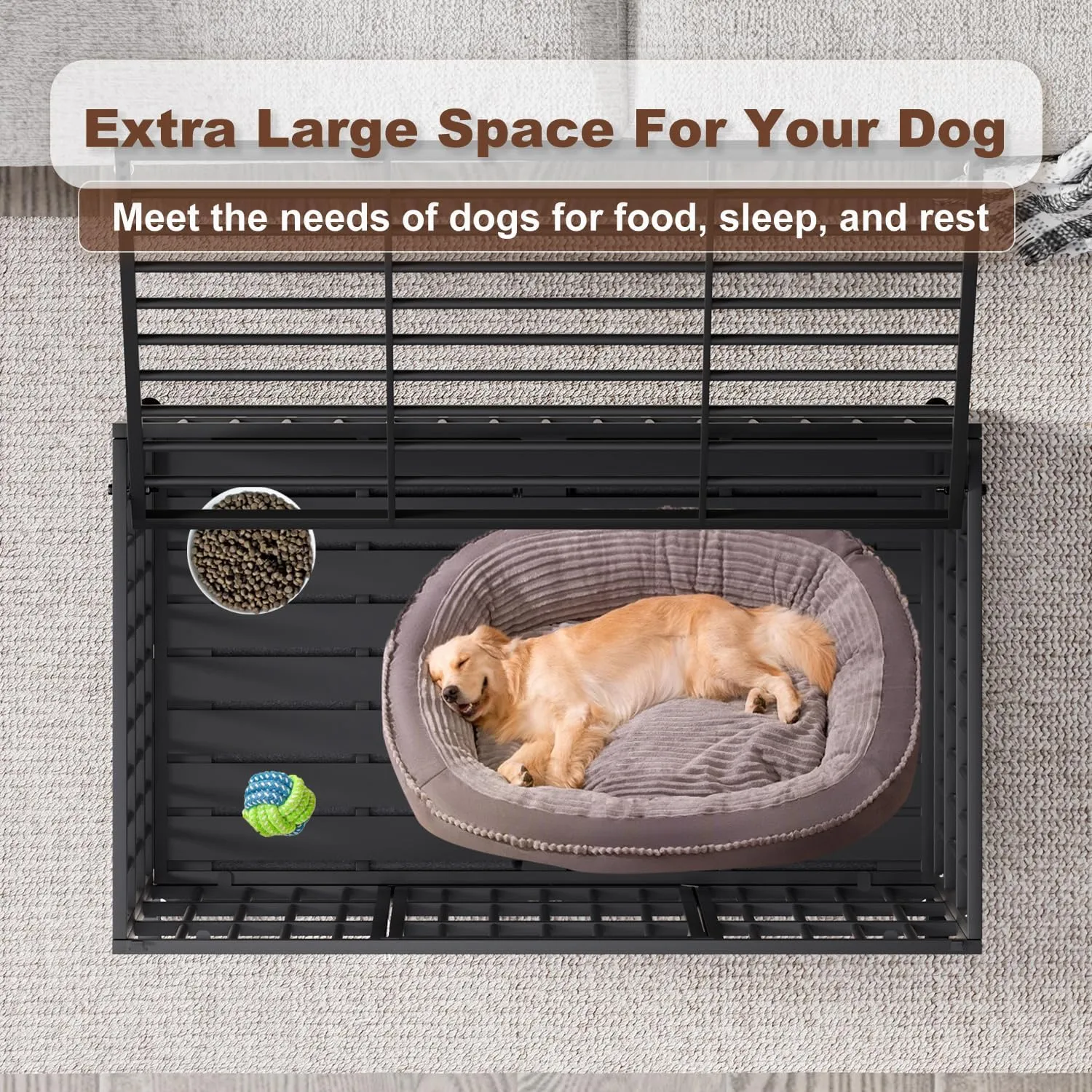 38 Inch Heavy Duty Dog Crate with WheelsIndestructible Escape-Proof Dog Cage for Large Dogs, Extra Large XL XXL Indestructible Dog Crate with Removable Tray.