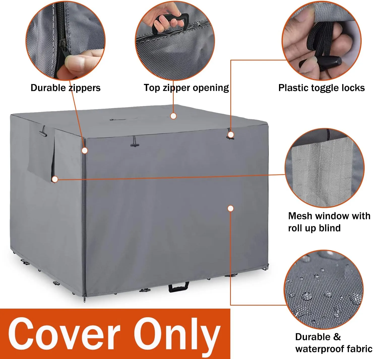 48Inch Wire Dog Crate Cover,Durable Windproof Privacy Polyester Pet Kennel Covers,Breathable Blackout Cover for 1/2/3 Door Dog Cage. (48" L x 30" W x 33" H,Grey)