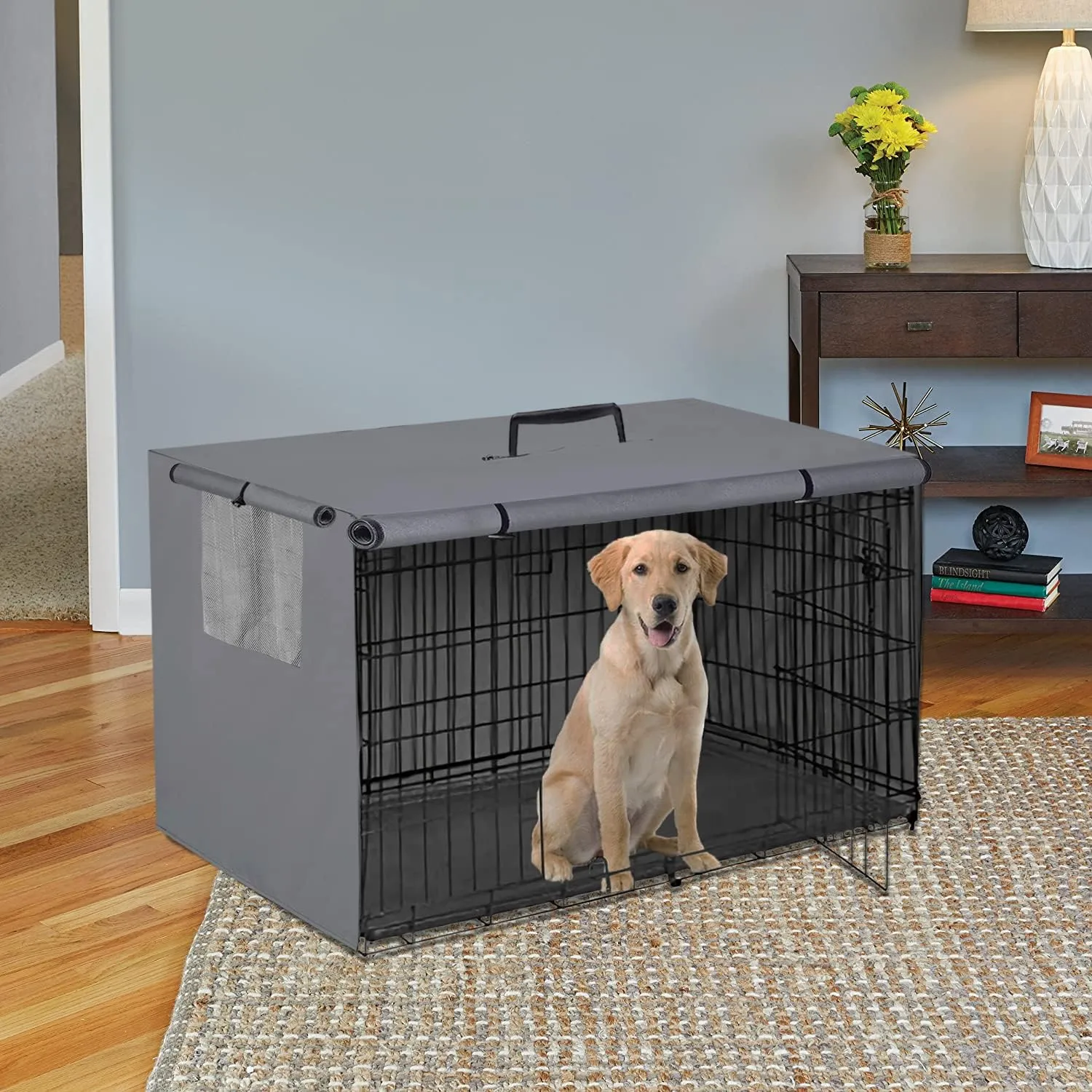 48Inch Wire Dog Crate Cover,Durable Windproof Privacy Polyester Pet Kennel Covers,Breathable Blackout Cover for 1/2/3 Door Dog Cage. (48" L x 30" W x 33" H,Grey)