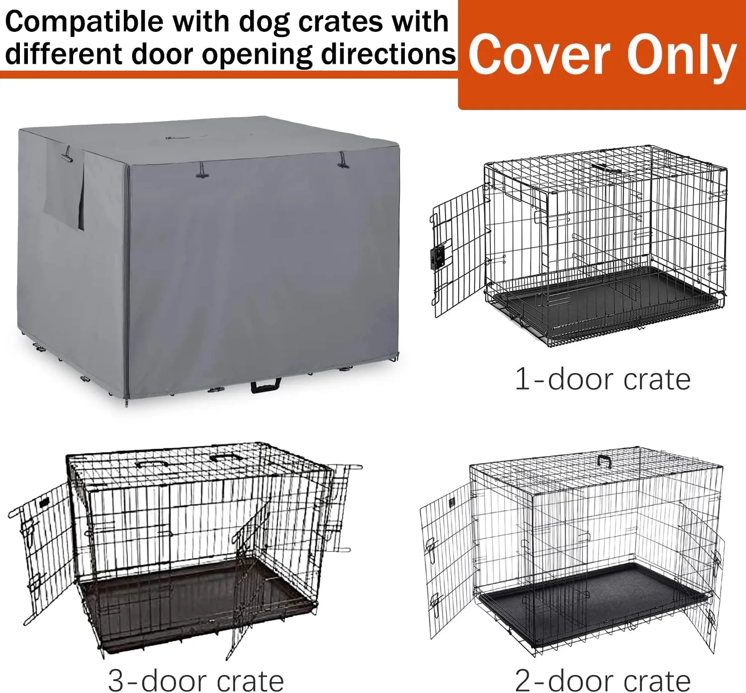 48Inch Wire Dog Crate Cover,Durable Windproof Privacy Polyester Pet Kennel Covers,Breathable Blackout Cover for 1/2/3 Door Dog Cage. (48" L x 30" W x 33" H,Grey)