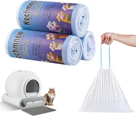 60 Count Self Cleaning Litter Box Bags Compatible with PetCova and MeoWantt, Pet Waste Bags Liners with Drawstring Heavy Duty for Automatic Cat Litter Box -19.5" x 17.6"