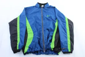 90's Nike Embroidered Logo Blue, Green, & Black Zip Up Jacket
