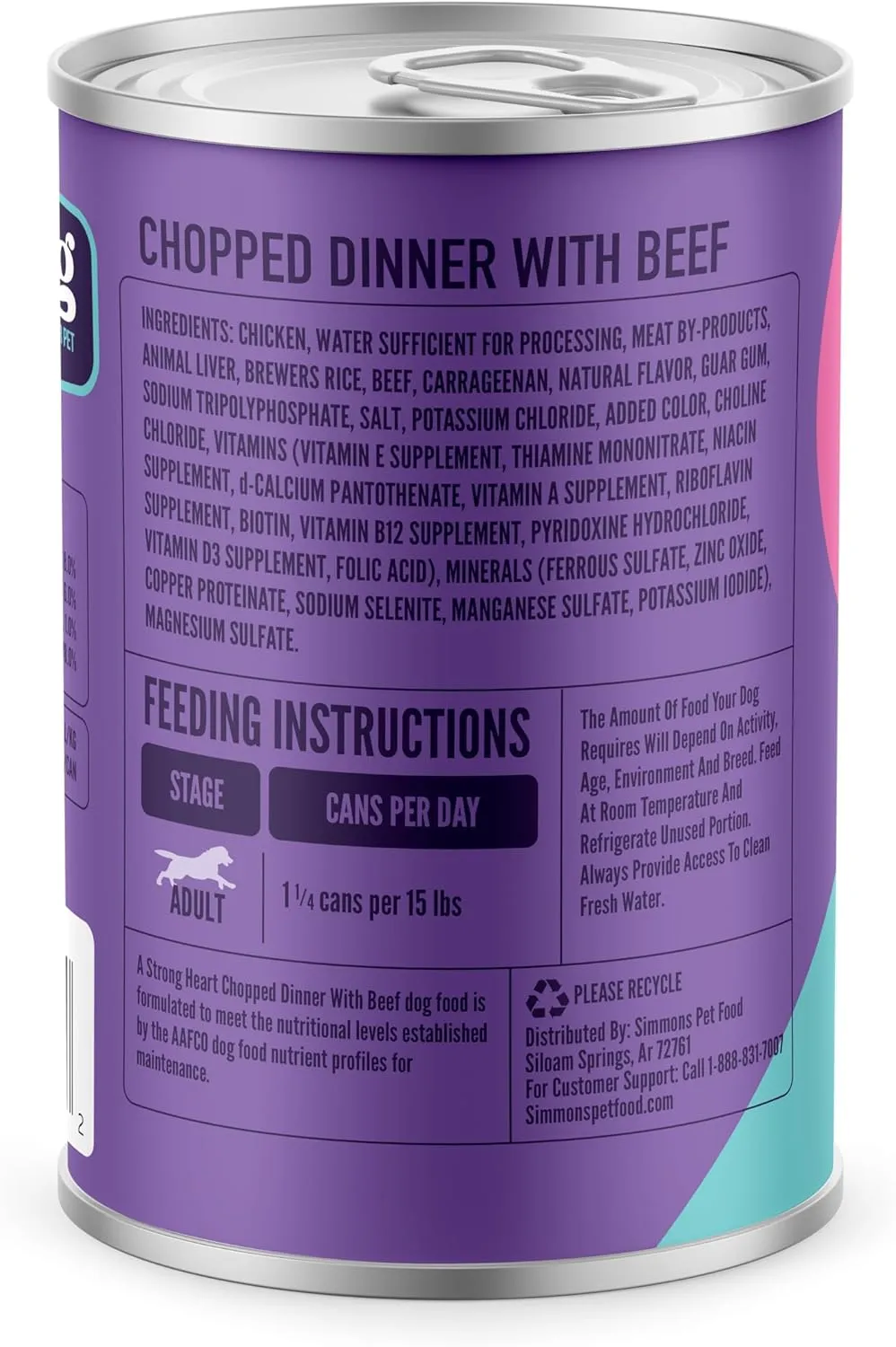 A Strong Heart Wet Dog Food, Chopped Dinner with Beef - 22 oz Cans (Pack of 12), Made in The USA with Real Beef