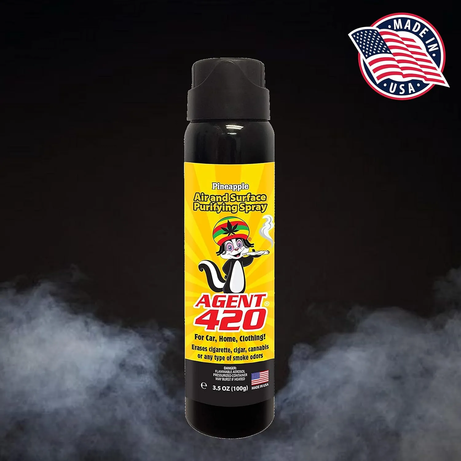 Agent 420-3.5 oz Odor Destroying Spray for Eliminating Unwanted Odors in Your House, Car or Apartment, Freshen Up The Crib (Pineapple)
