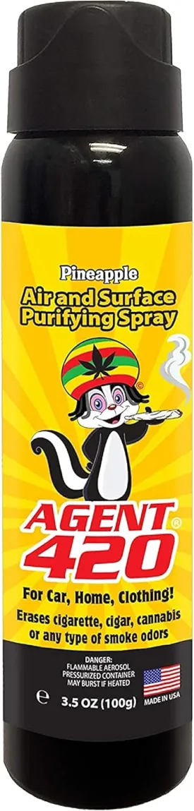 Agent 420-3.5 oz Odor Destroying Spray for Eliminating Unwanted Odors in Your House, Car or Apartment, Freshen Up The Crib (Pineapple)