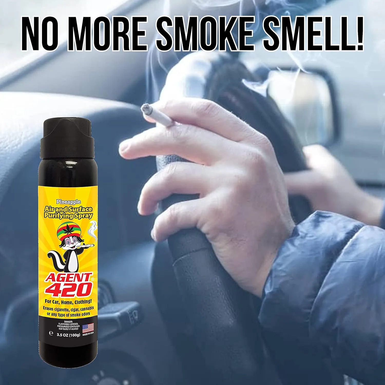 Agent 420-3.5 oz Odor Destroying Spray for Eliminating Unwanted Odors in Your House, Car or Apartment, Freshen Up The Crib (Pineapple)