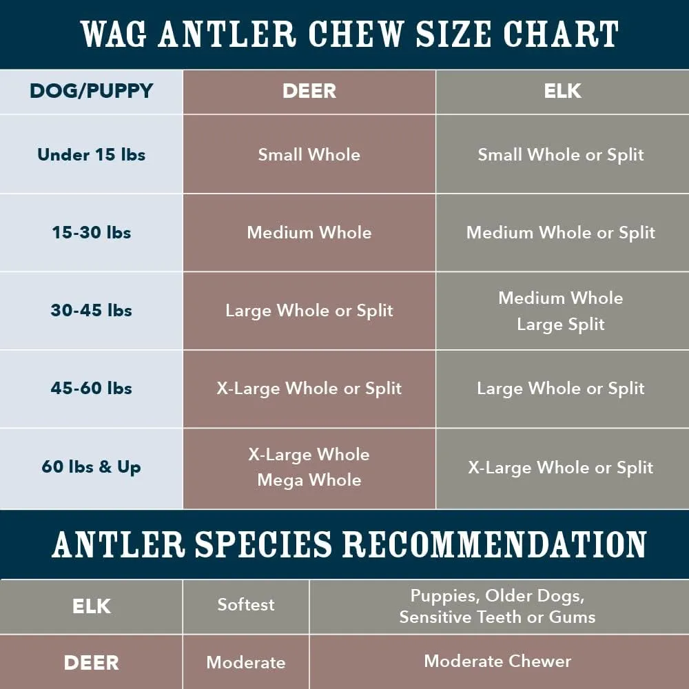 Amazon Brand - Wag Split Elk Antler, Naturally Shed, Long Lasting for Aggressive Chewers, Medium (Best for Dogs 15-30 lbs)