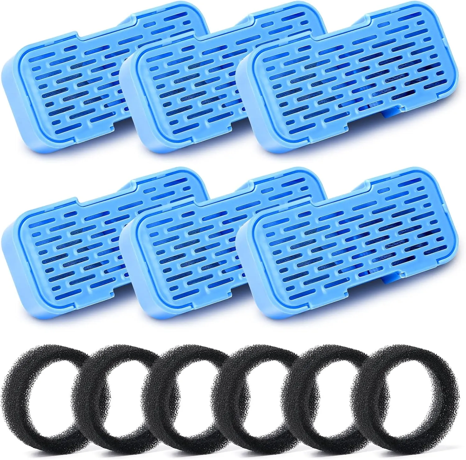 AOOGITF Official Cat Fountain Filters, 12 Pack (6 Filters   6 Sponges) - Activated Carbon, Ultra-fine Fiber