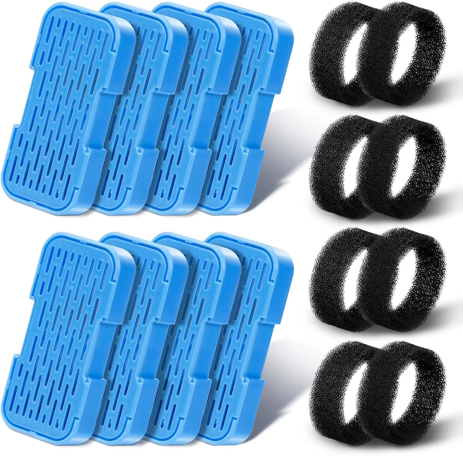 AOOGITF Official Cat Water Fountain Filters, 16 Packs(8 Filters   8 Sponges) Cat Fountain Replacement Filters for AOOGITF Cat Fountain, with Activated Carbon Filter, Ultra-fine fiber