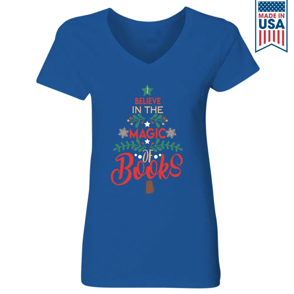 Believe In The Magic Of Books Book Lover Gift Women's V-neck T-shirt TSVB242