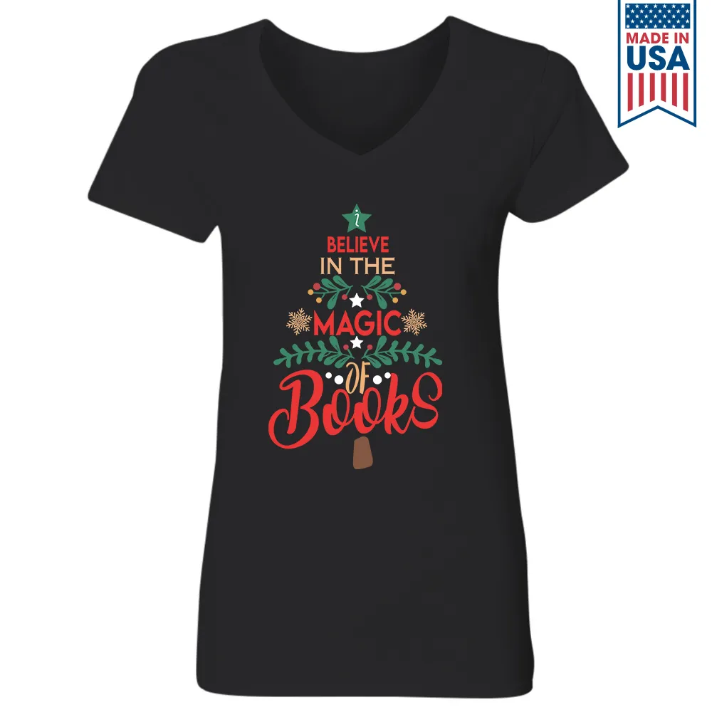 Believe In The Magic Of Books Book Lover Gift Women's V-neck T-shirt TSVB242