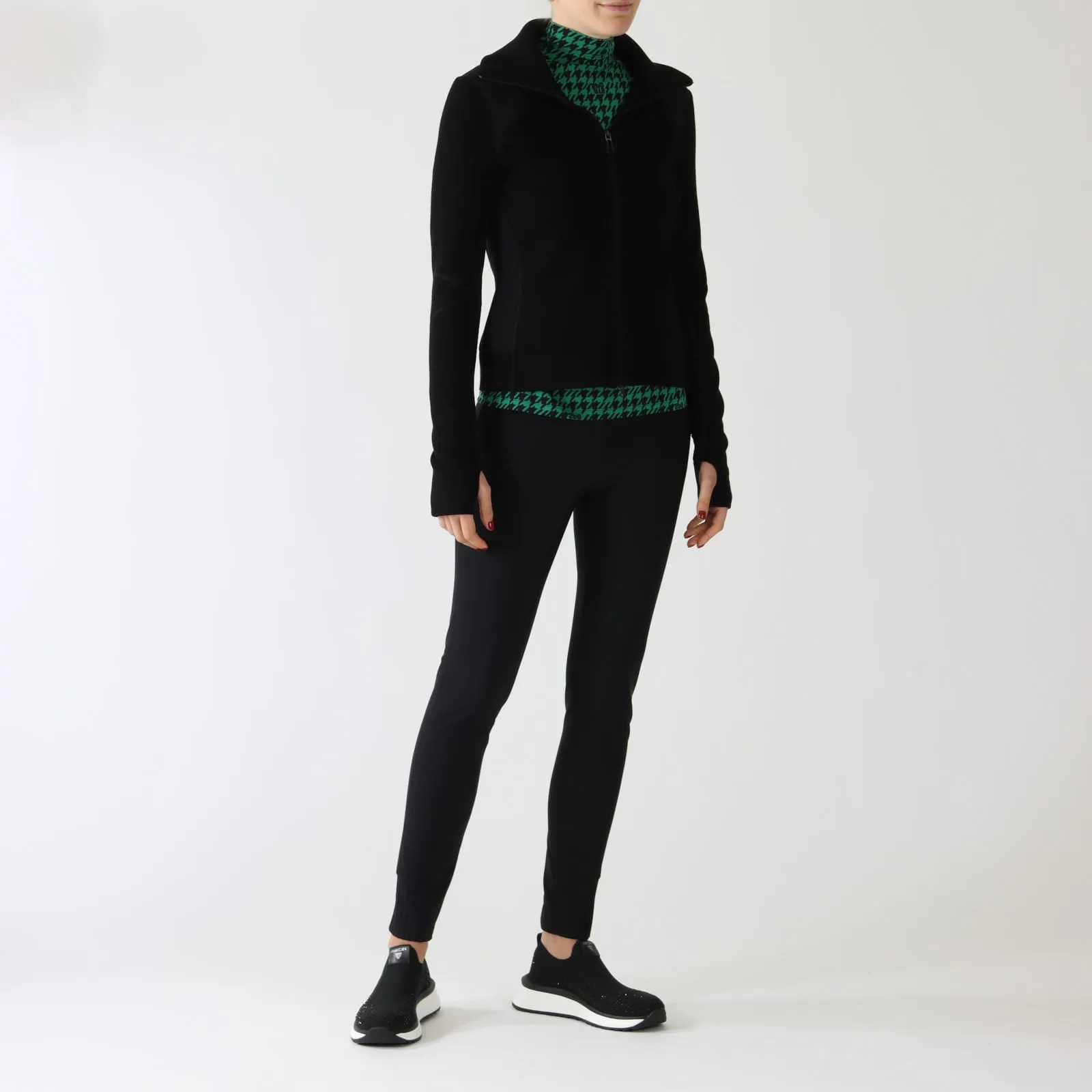 Black Thumbhole Zip-Up Jacket
