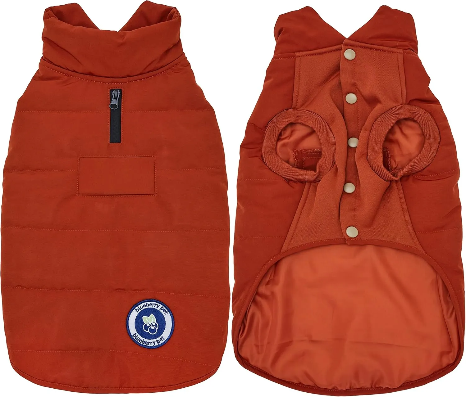 Blueberry Pet 2023 New Cozy & Comfy Windproof Waterproof Quilted Fall Winter Dog Puffer Jacket in Rusty Orange, Back Length 12", Size 10", Warm Coat for Small Dogs