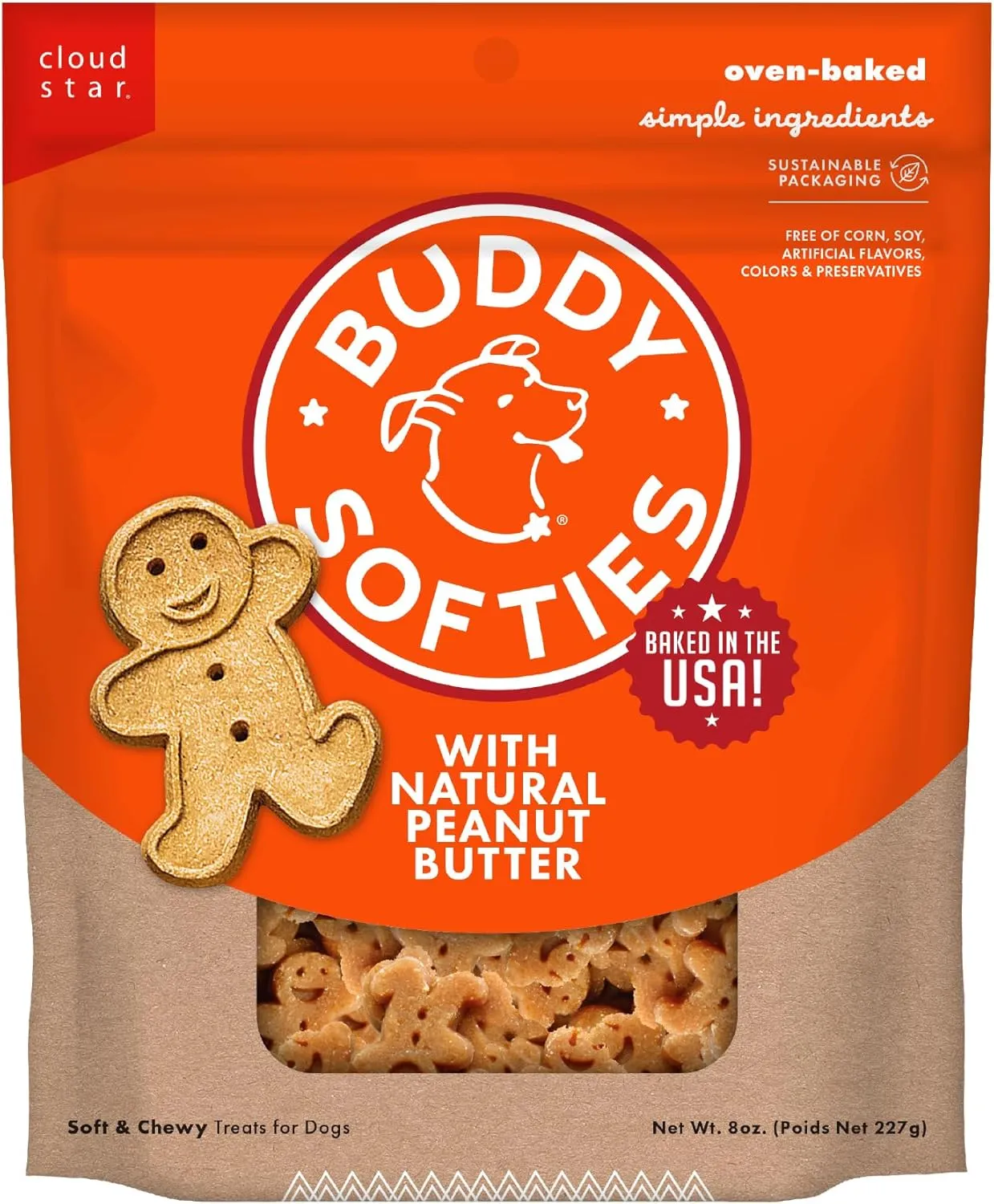 Buddy Biscuits 8 oz. Bag of Softies Soft & Chewy Dog Treats, Made with Peanut Butter