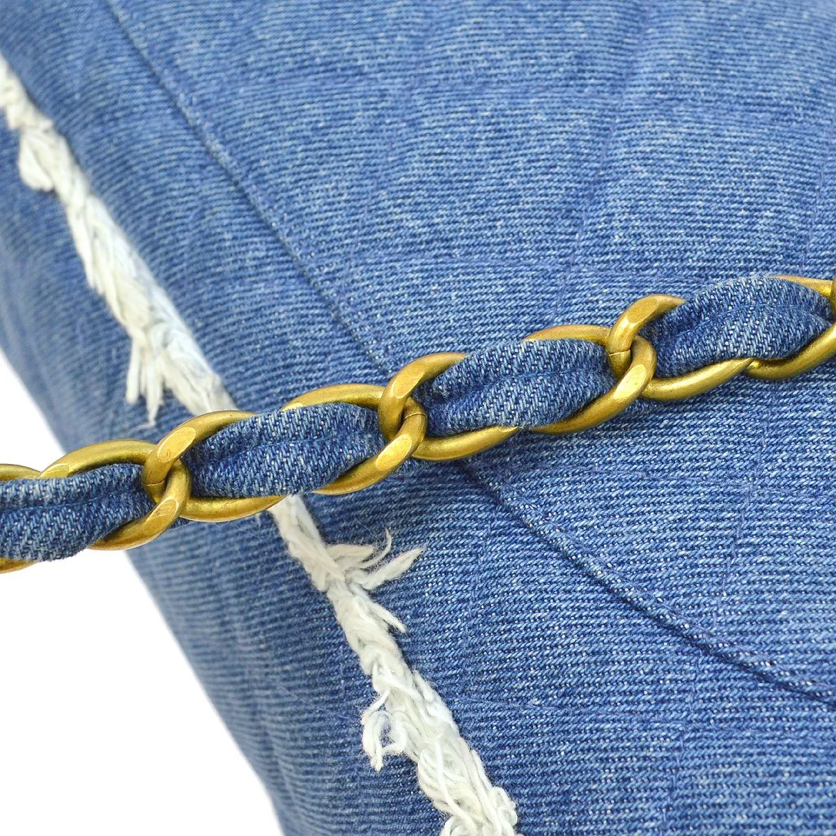 CHANEL★ 1991-1994 Denim Straight Flap Maxi 61782