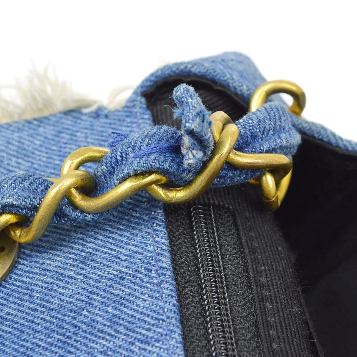 CHANEL★ 1991-1994 Denim Straight Flap Maxi 61782