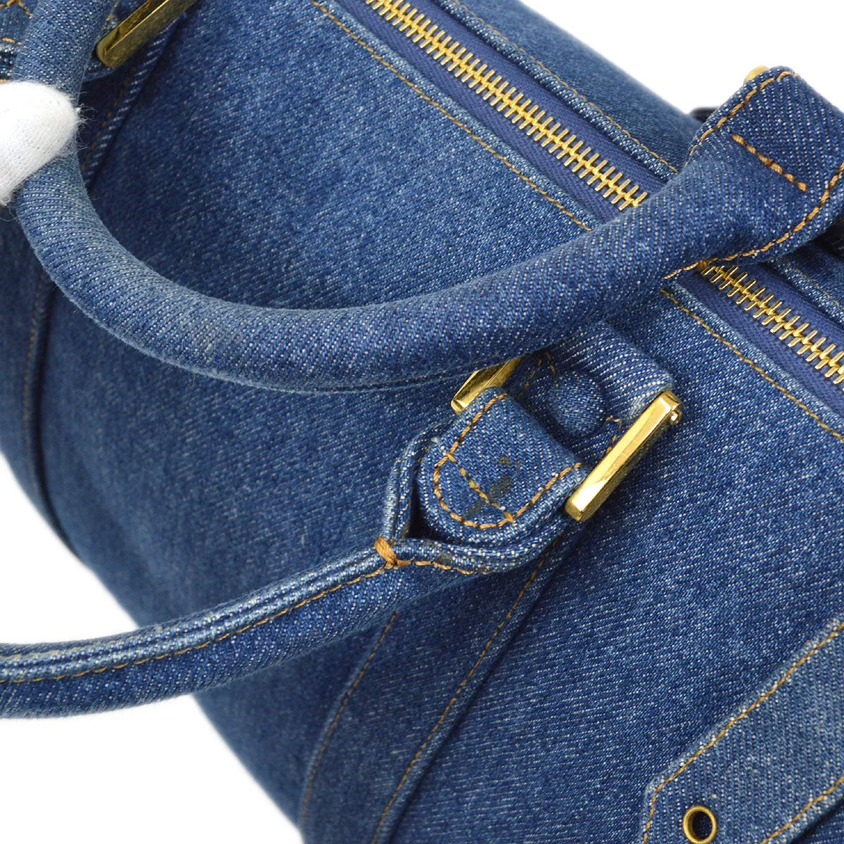 CHANEL 1996-1997 Indigo Denim 2way Boston 36
