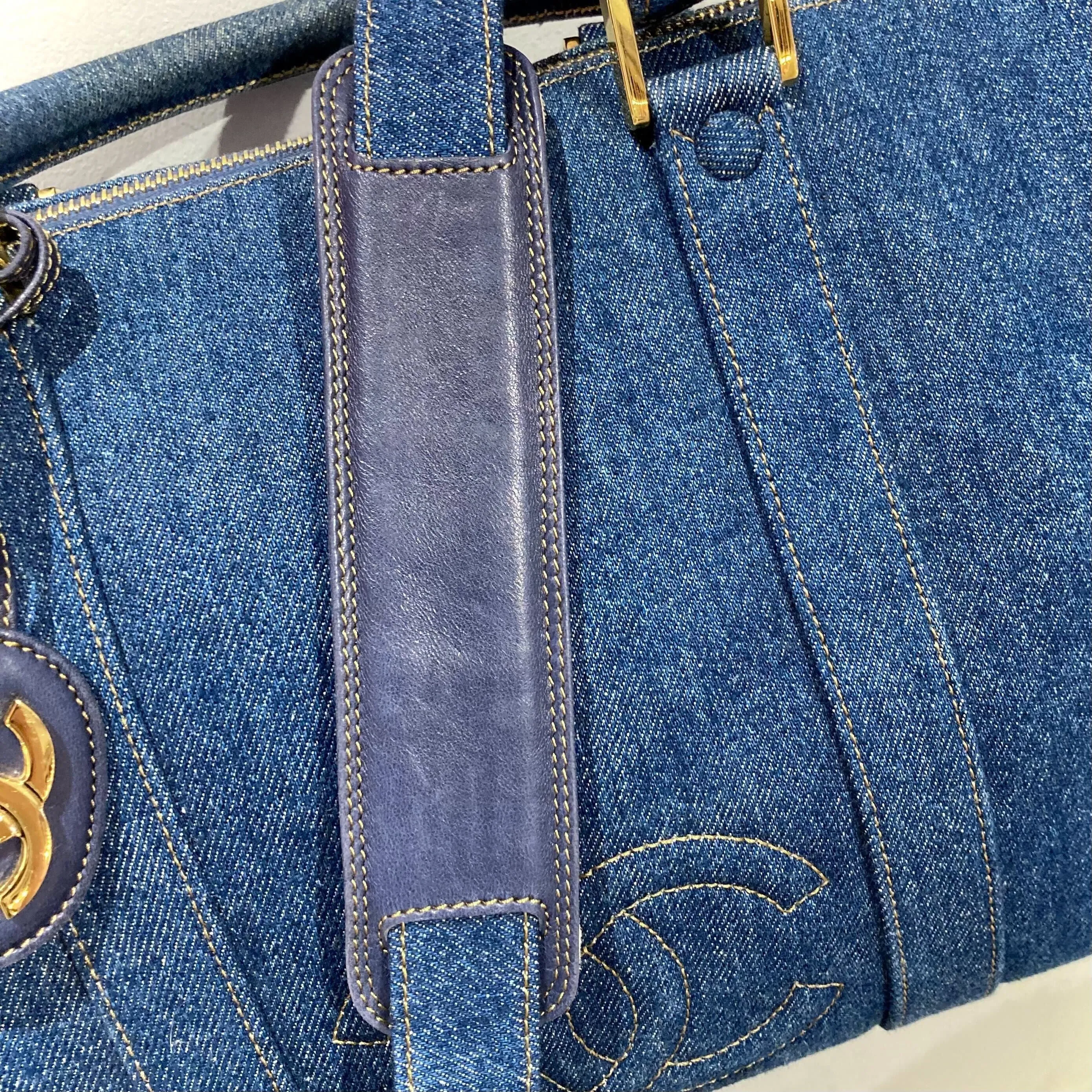 CHANEL 1996-1997 Indigo Denim 2way Boston 36