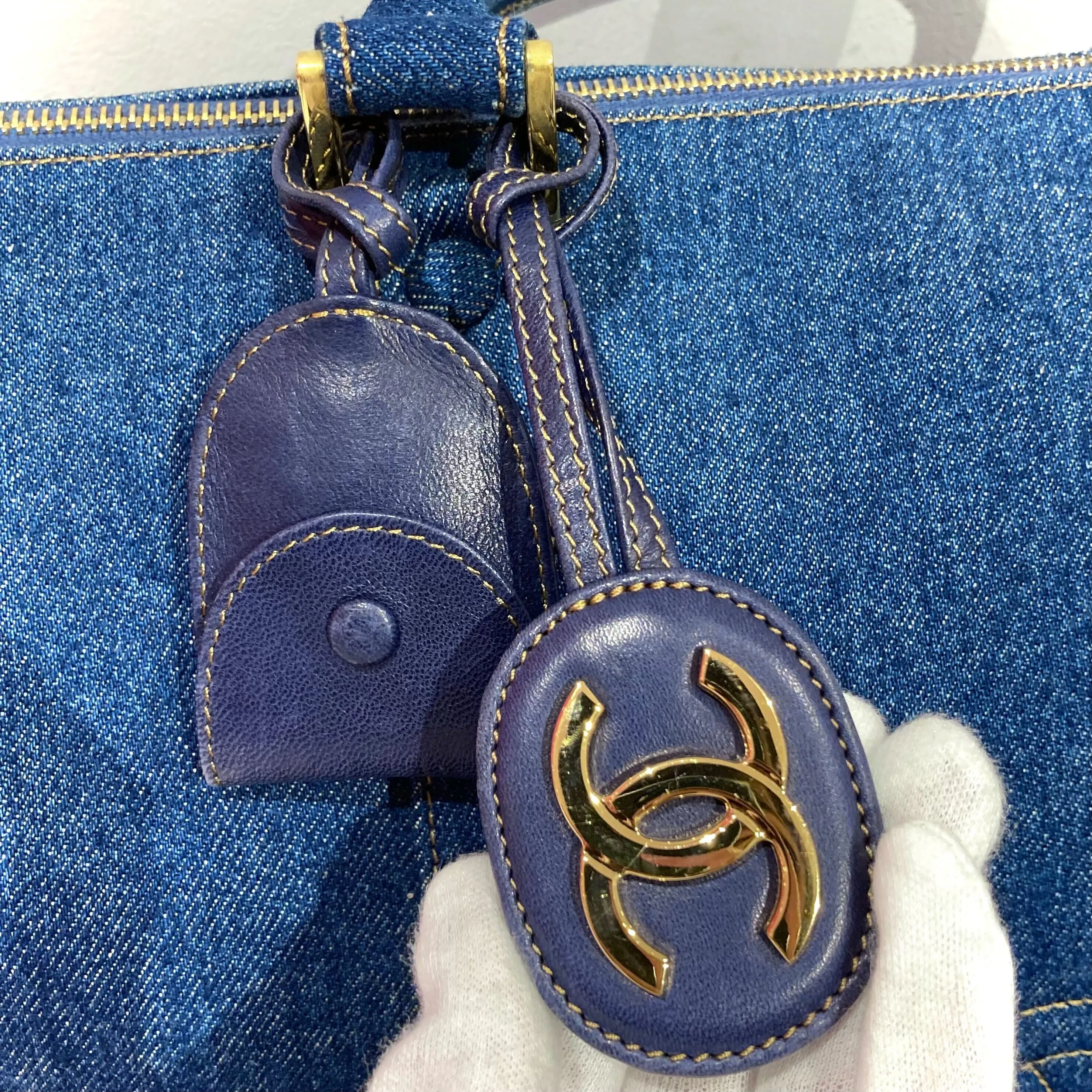 CHANEL 1996-1997 Indigo Denim 2way Boston 36