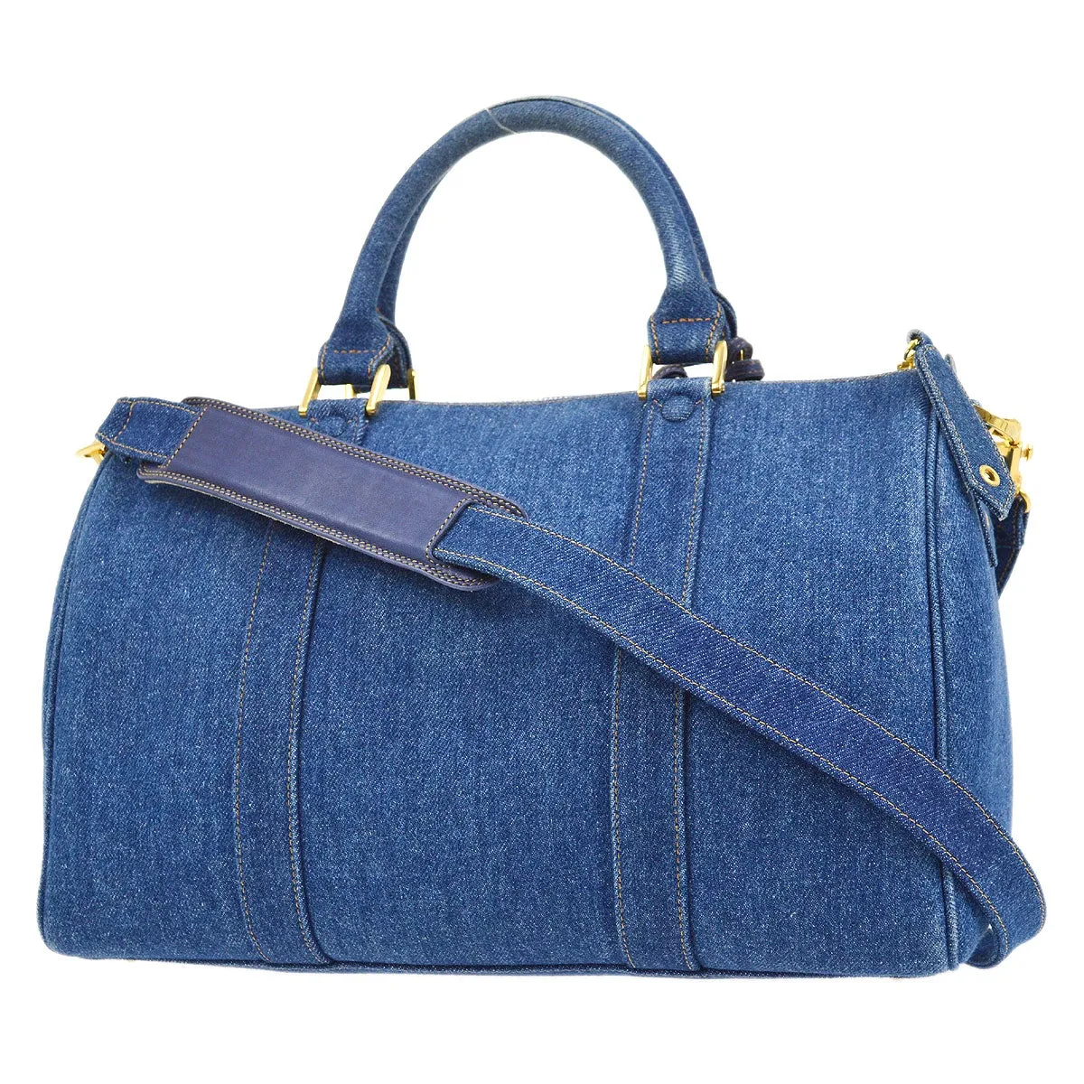 CHANEL 1996-1997 Indigo Denim 2way Boston 36
