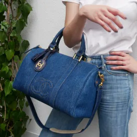 CHANEL 1996-1997 Indigo Denim 2way Boston 36