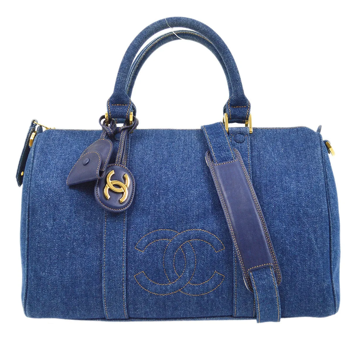 CHANEL 1996-1997 Indigo Denim 2way Boston 36