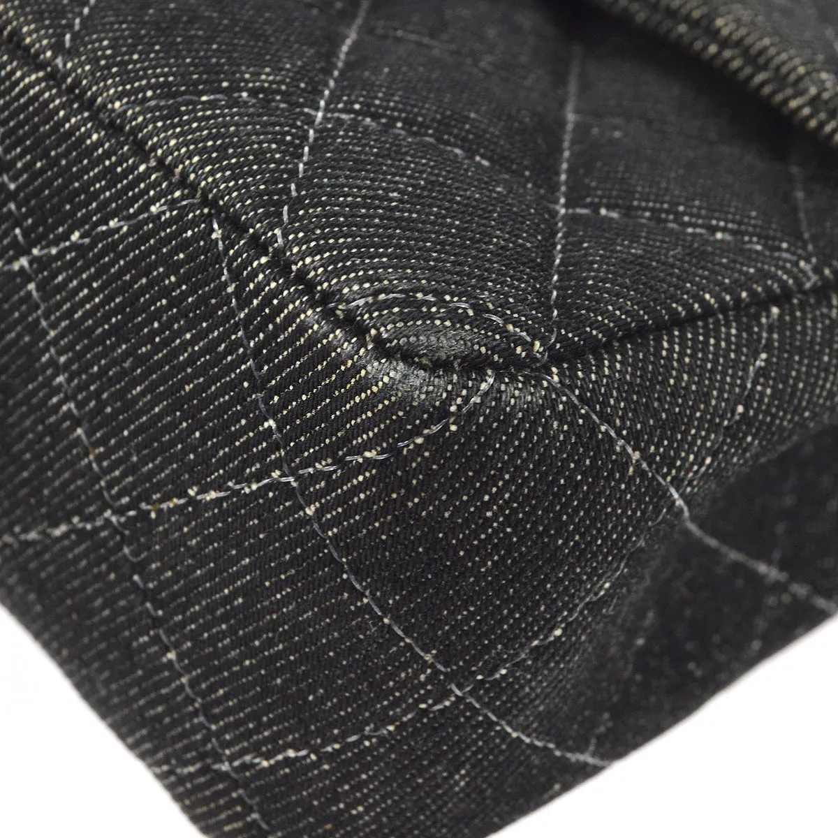 CHANEL 2001-2003 Classic Flap Mini Square 17 Black Denim 88001
