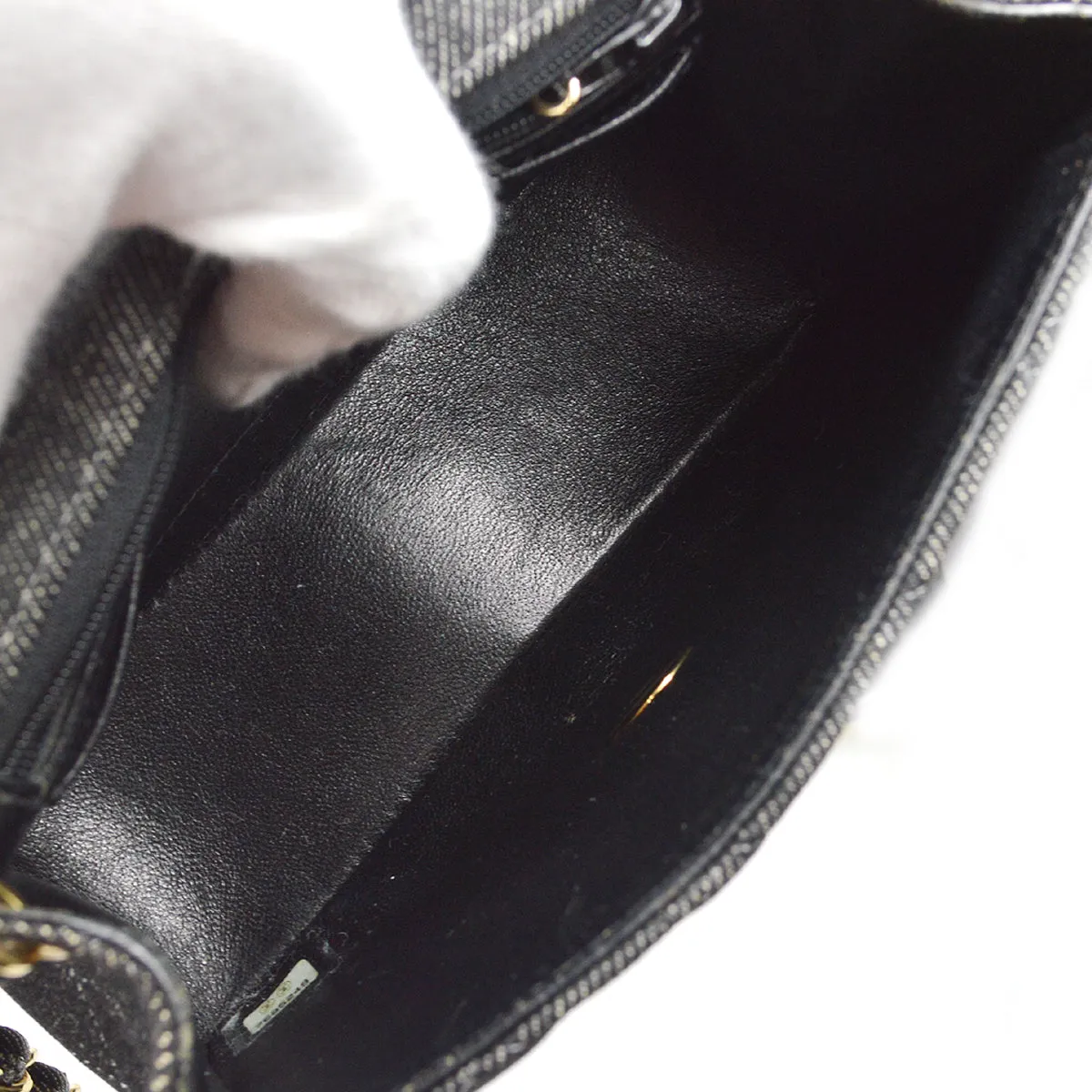CHANEL 2001-2003 Classic Flap Mini Square 17 Black Denim 88001
