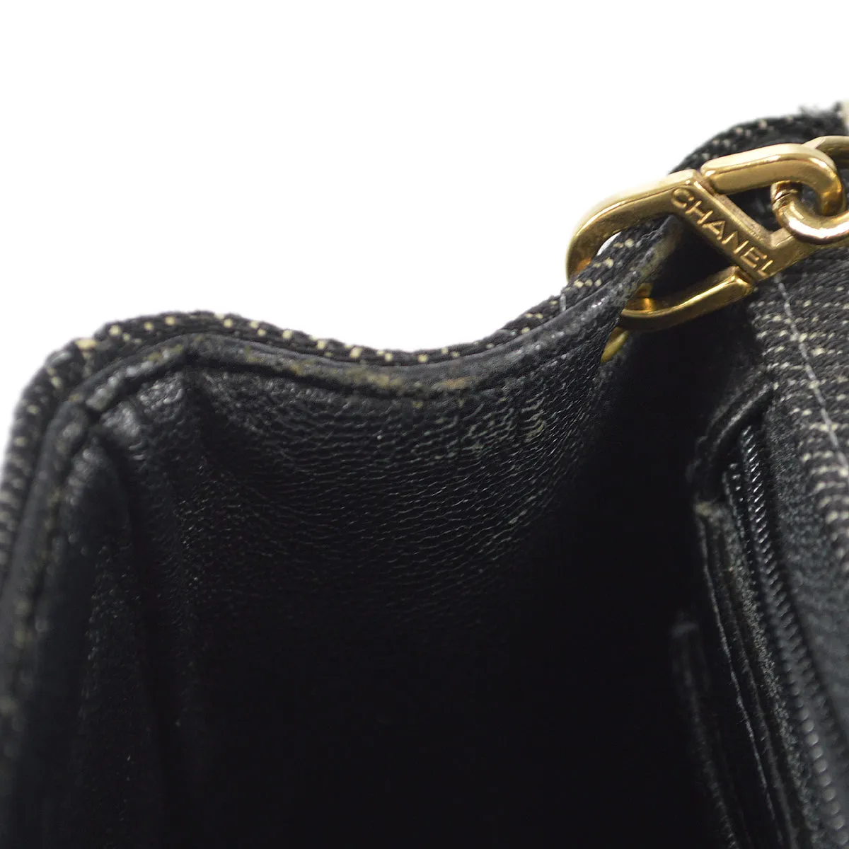 CHANEL 2001-2003 Classic Flap Mini Square 17 Black Denim 88001
