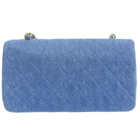 CHANEL Around 1990 Made Denim Full Flap Mini Chain Bag Blue