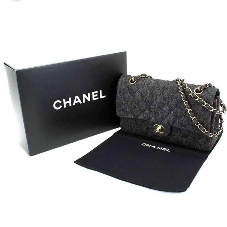 Chanel Classic Flap Vintage Classic Quilted Rare Dark Denim Shoulder Bag