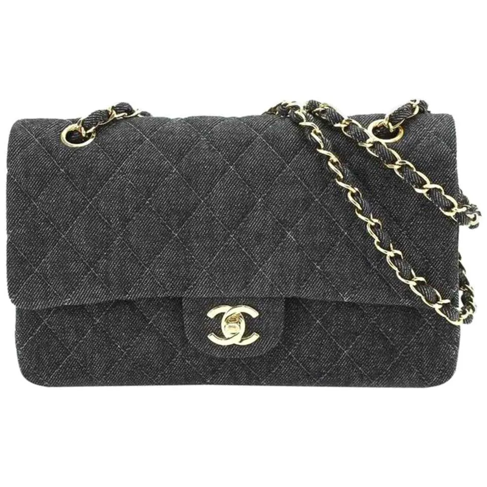 Chanel Classic Flap Vintage Classic Quilted Rare Dark Denim Shoulder Bag