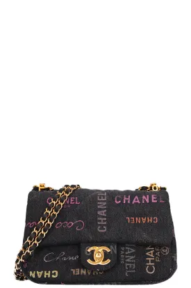 CHANEL Denim Mood Flap Bag Small Dark Grey