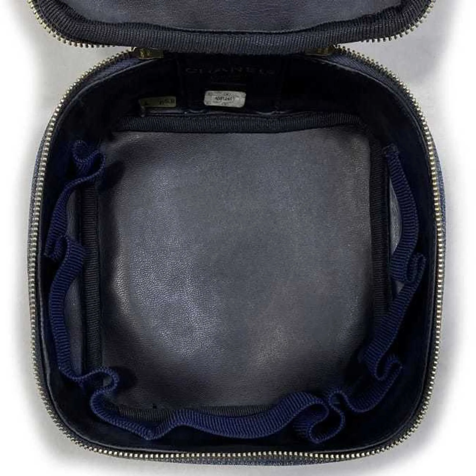 Chanel HandBag Vanity Cocomark A07058 Canvas Leather GP 4th  Pouch Double Stitch