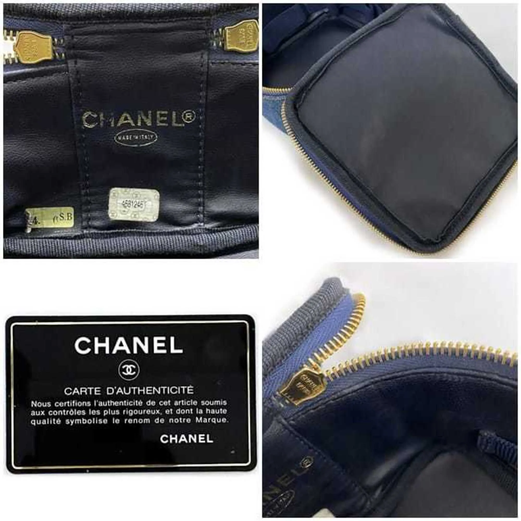 Chanel HandBag Vanity Cocomark A07058 Canvas Leather GP 4th  Pouch Double Stitch
