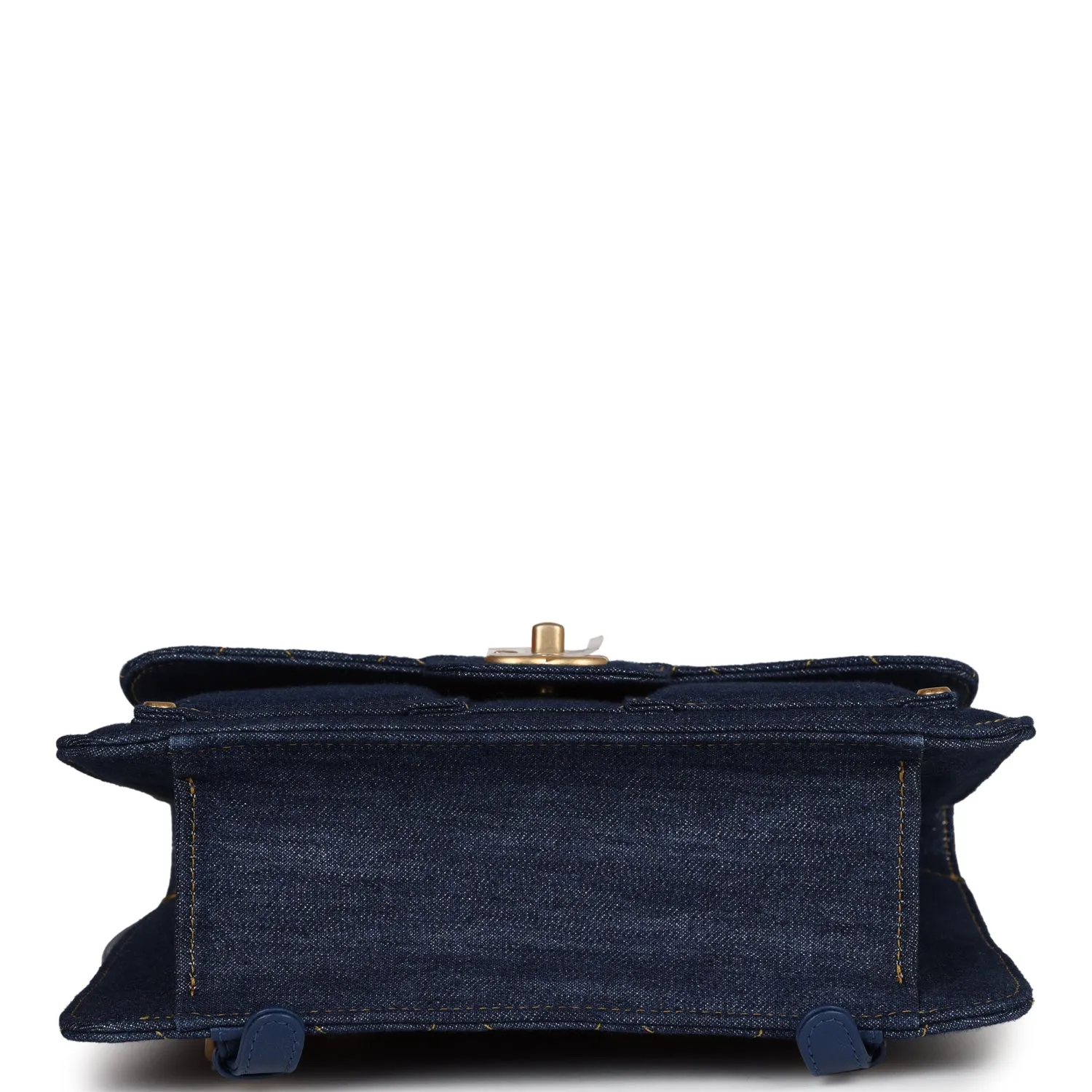 Chanel Square Flap Backpack Blue Denim Antique Gold Hardware
