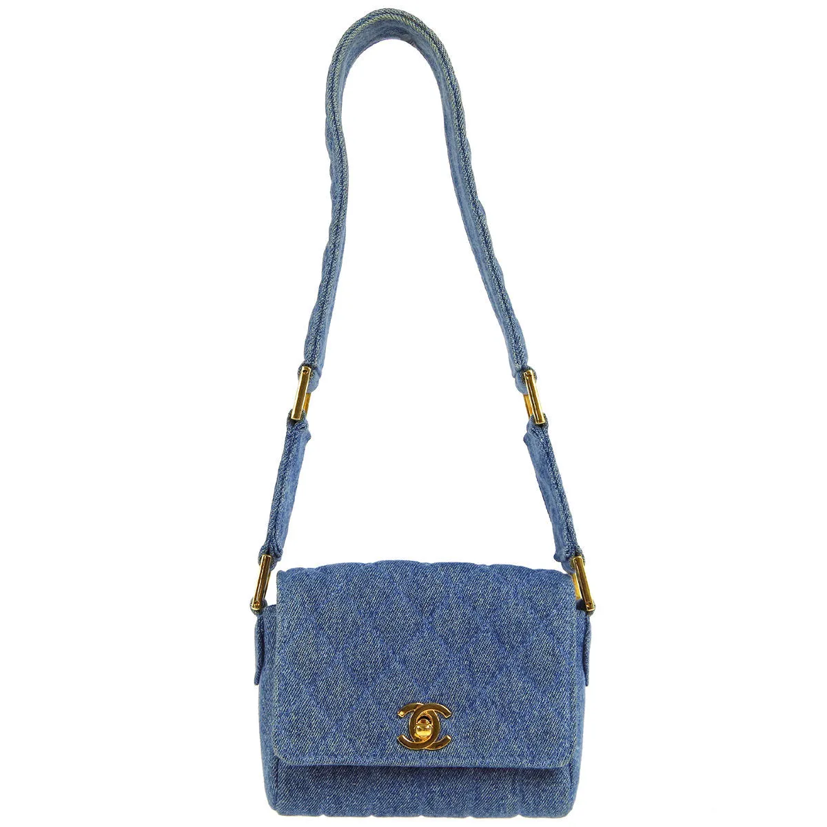 Chanel * Straight Flap Handbag Indigo Denim