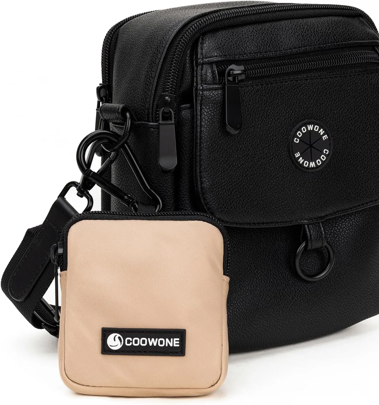 COOWONE Dog Treat Pouch Pocket Sized Pet Puppy Training Pouch for Dog Training Behavior Aids, Waterproof Nylon Fabric Dog Poop Bag Holder, Hands Free Dog Walking Bag with Metal Carabiner (Coffee)