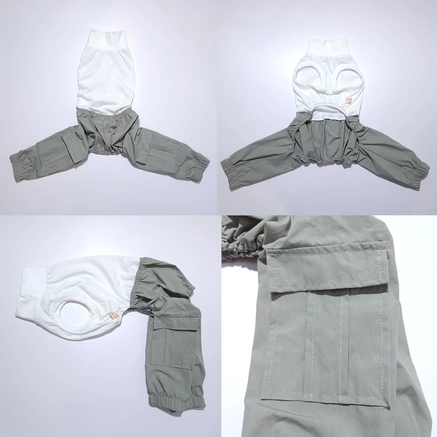 D Doggy Star Italian Greyhound Clothes Cargo Pants Onesie Outfit Whippet for Dog Coat (M,Grey Cargo)