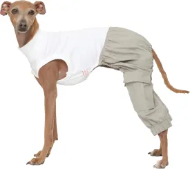 D Doggy Star Italian Greyhound Clothes Cargo Pants Onesie Outfit Whippet for Dog Coat (M,Grey Cargo)
