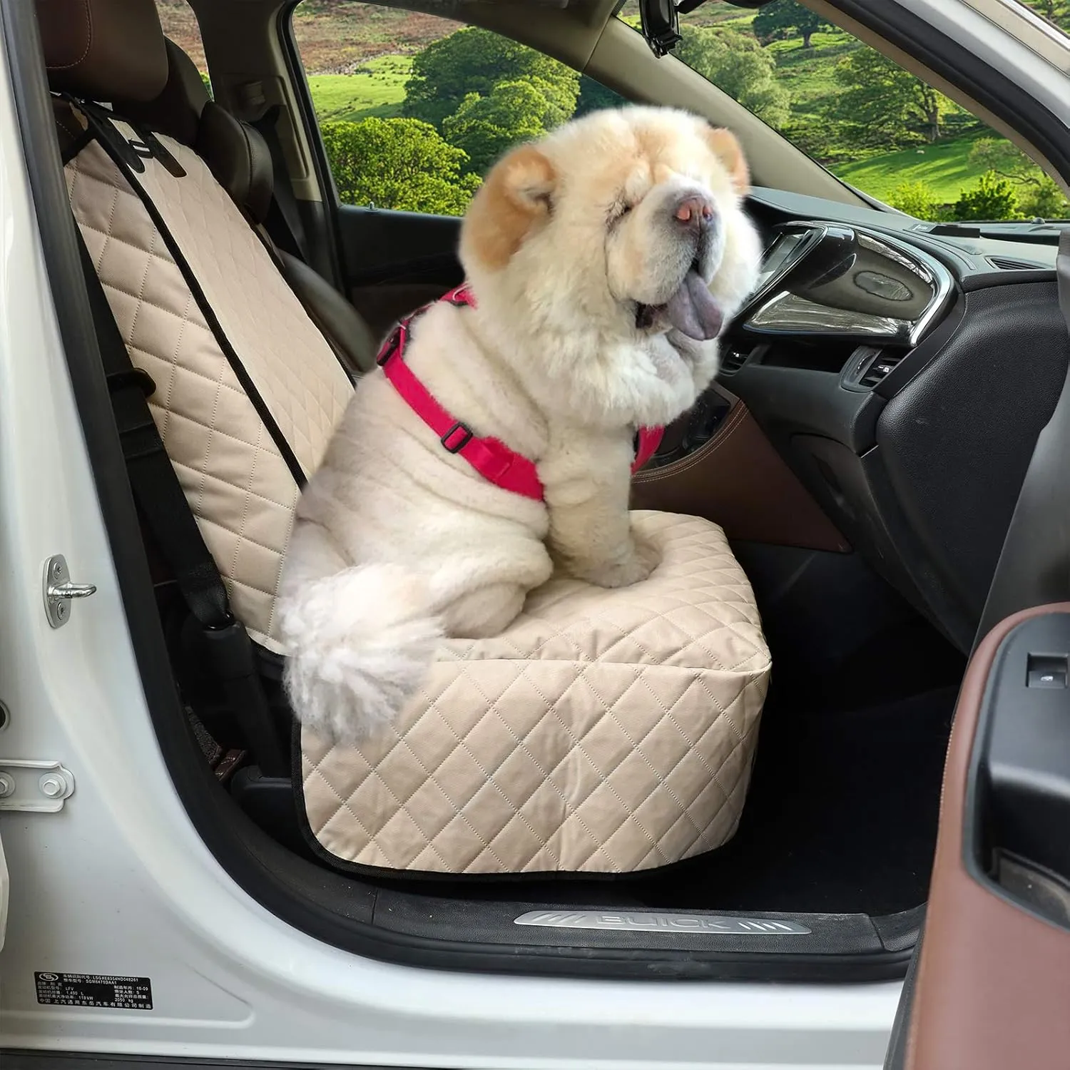 Dog Car Seat Covers 100% Waterproof Car Seat Protector for Pets Front Seat Scratch Proof Non-Slip Durable for Cars,Trucks & SUVs (Cream)