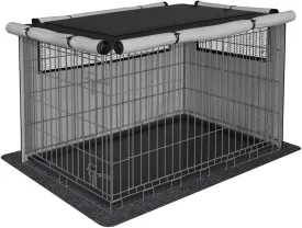 Dog Crate Cover, Pet Kennel Cover for Dog Crate - Durable, Comfortable, Ventilated Dog Cage Cover, Fit for 48 inches Dog Cage, Dog Crate Mat Included