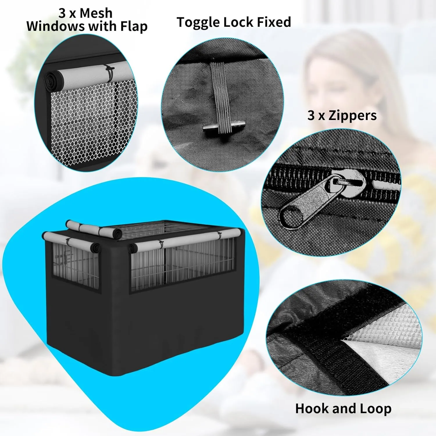 Dog Crate Cover, Pet Kennel Cover for Dog Crate - Durable, Comfortable, Ventilated Dog Cage Cover, Fit for 48 inches Dog Cage, Dog Crate Mat Included