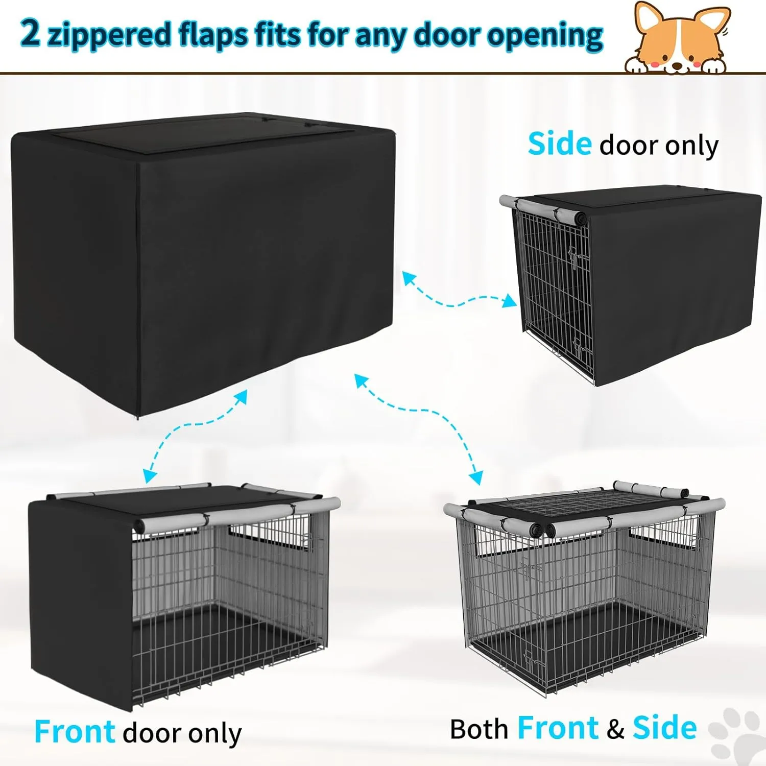 Dog Crate Cover, Pet Kennel Cover for Dog Crate - Durable, Comfortable, Ventilated Dog Cage Cover, Fit for 48 inches Dog Cage, Dog Crate Mat Included