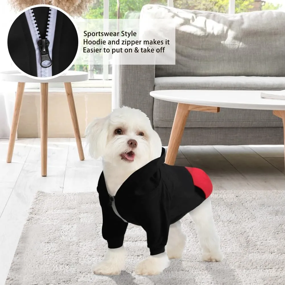 Dog Hoodie Pet Clothes, Soft Dog Sweatshirt, Warm Fleece Dog Hoodies for Small Medium Dogs, Winter Cold Weather Puppy Sweater with Pocket, Hooded Coat Costume Cat Apparel Outfit