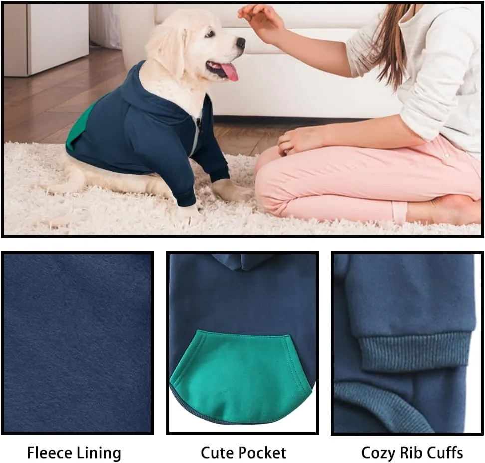 Dog Hoodie Pet Clothes, Soft Sweatshirt, Warm Fleece Hoodies for Small Medium Dogs, Winter Cold Weather Puppy Sweater With Pocket, Hooded Coat Costume Cat Apparel Outfit